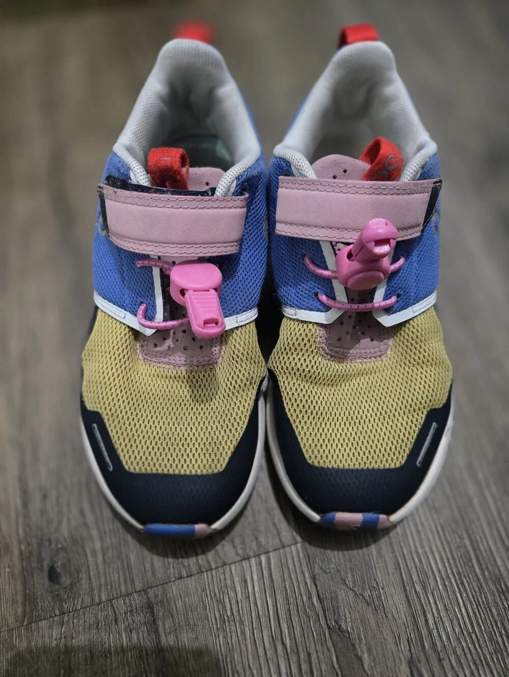 Kids Multicolor Hook-and-Loop Sneakers - Blue, Pink & Yellow